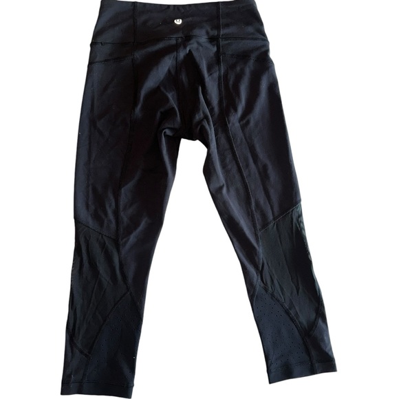 Lululemon Black Perforated Mesh Activewear Leggings size 4 - Picture 4 of 13